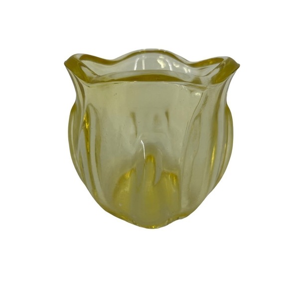 Vintage Candle Holder Tulip Glass Yellow Set of 3 - Picture 2 of 4